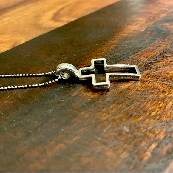 Platinum Plated Ball Chain Ornate Cross Pendant Necklace - Picture 1 of 5